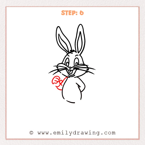 how to draw a bugs bunny - Step 6